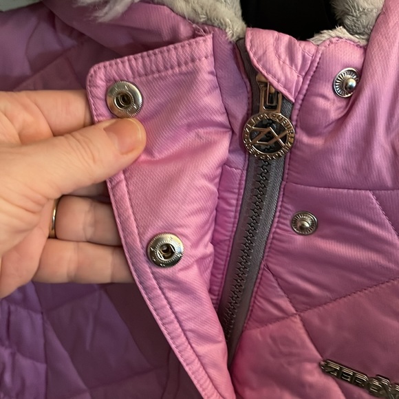 Little Girls Pink Puffer Fleece Lined Hooded Faux Fur Snow Jacket 4/5T - Picture 5 of 8